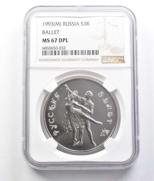 1993 (M) Russia 3 Rubles Silver Ballet MS67 DPL NGC
