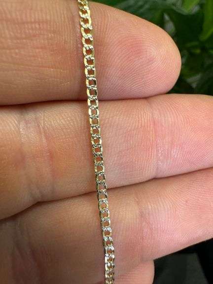 10k Yellow Gold Solid Pave Curb Link Chain 2mm Necklace 20"