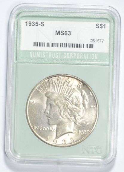 MS63 1935-S Peace Silver Dollar NTC
