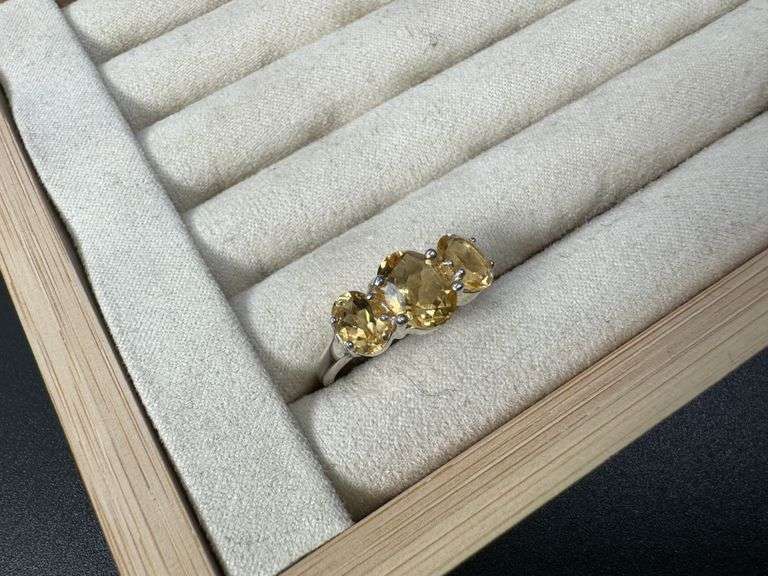 Sterling Silver Natural Gemstone Citrine Ring Size 10
