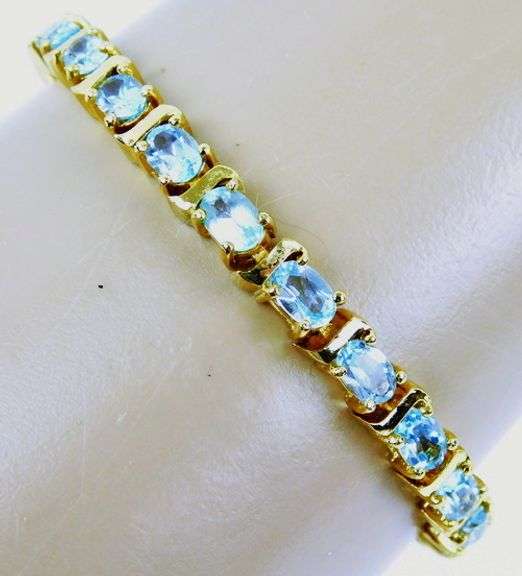 Sterling Vermeil Blue Topaz Tennis Bracelet