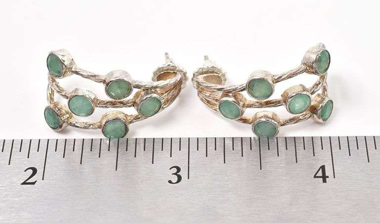 Dazzling Sterling Silver Emerald Gemstone Earrings