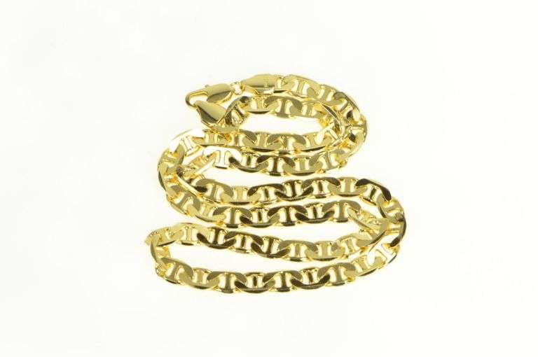 Gold Plated 7.9mm Thick Wide Anchor Link Chunky Chain Necklace