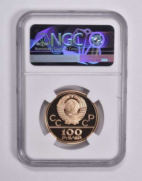PF69UCAM 1978 (L) USSR Gold 100 Rubles Moscow Olympics Stadium NGC