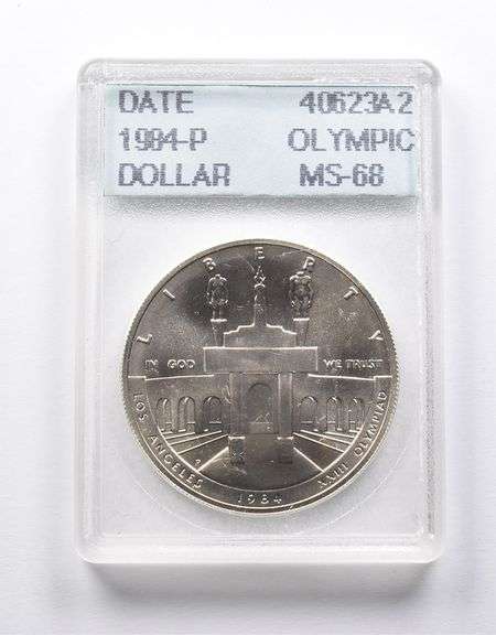 MS68 1984-P Olympic Commemorative Dollar Accugrade Collectible Slab!