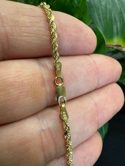 10k Yellow Gold-Hollow Diamond-Cut Rope Chain 2.5mm Necklace 22"