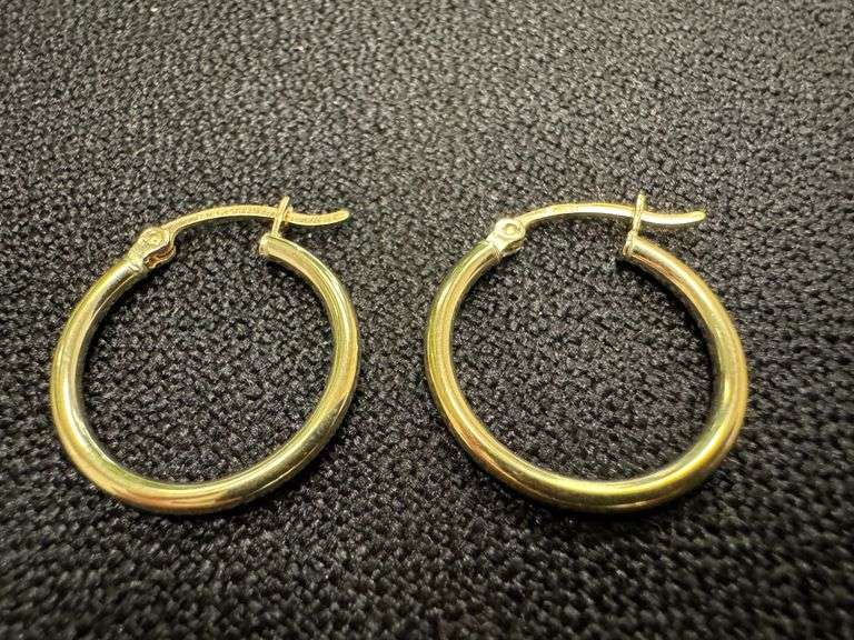 10k Yellow Gold 20mm Hinged Leverback Round 2mm Tube Hoop Earrings