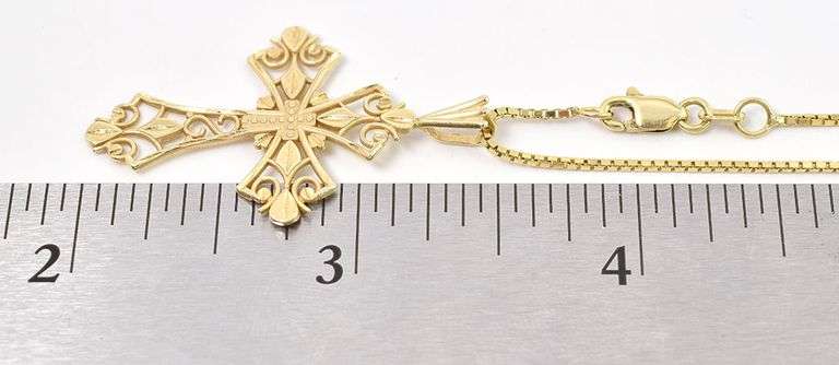 Honorable 14K Yellow Gold Cross Pendant Necklace
