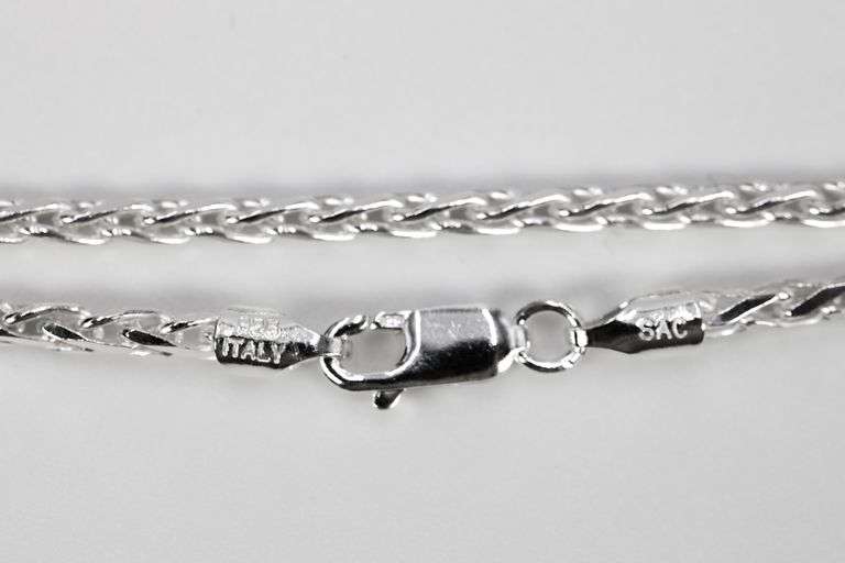 Sterling Silver Diamond-Cut Wheat Chain 2.7mm Solid 925 New Spiga Necklace 16"