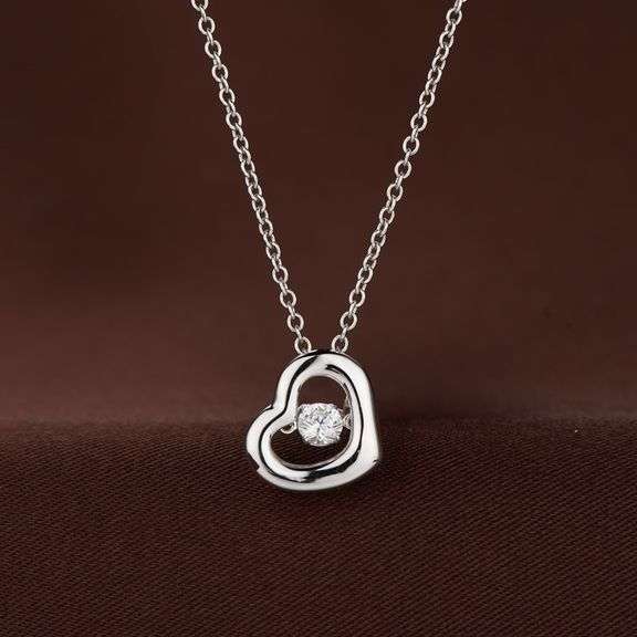 'My little heart' sterling stone center dancing stone pendant