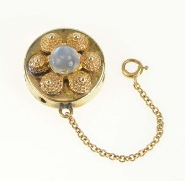 14K Yellow Gold Victorian Slide Bracelet Safety Chain Charm/Pendant