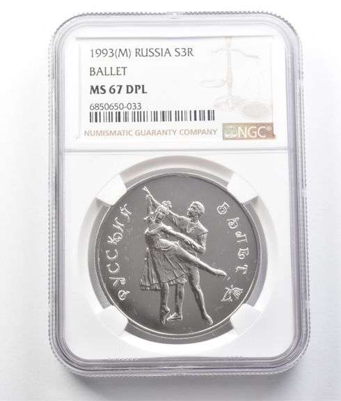1993 (M) Russia 3 Rubles Silver Ballet MS67 DPL NGC