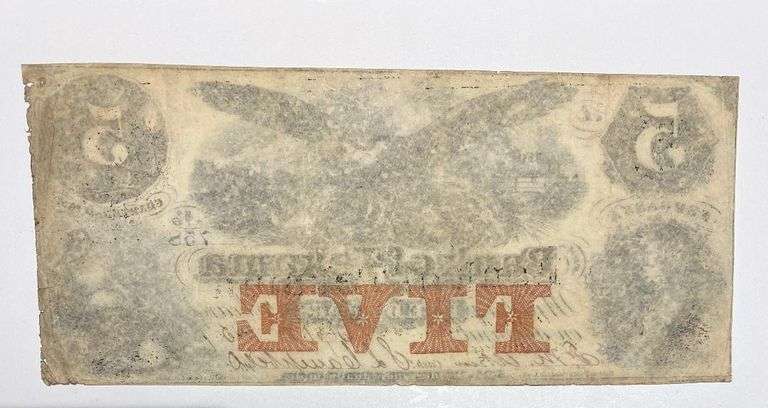 $5 Bank of Tekama Nebraska 1857 Note