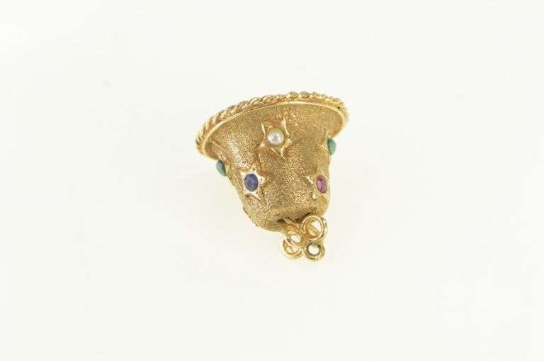 14K Yellow Gold 1960s 3D Articulated Star Wedding Bell Charm/Pendant