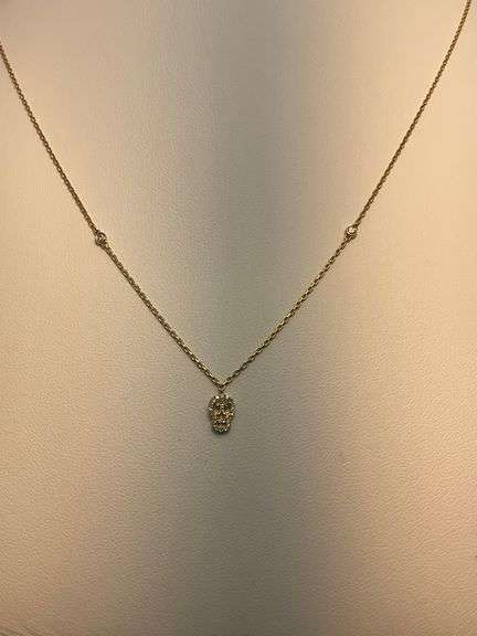 BRAND NEW 14K GOLD AND DIAMOND STATION NECKLACE EWITH DIAMOND THAI BUDHA