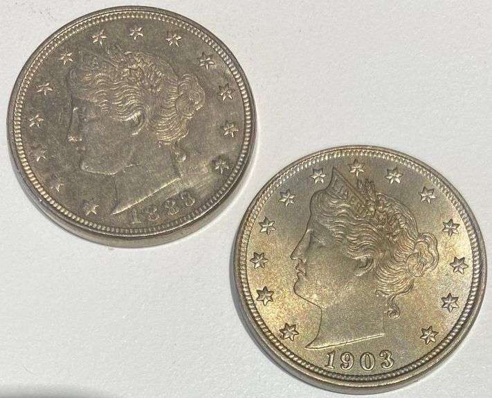1883 Rackateer & 1903 Near Unc V Nickels
