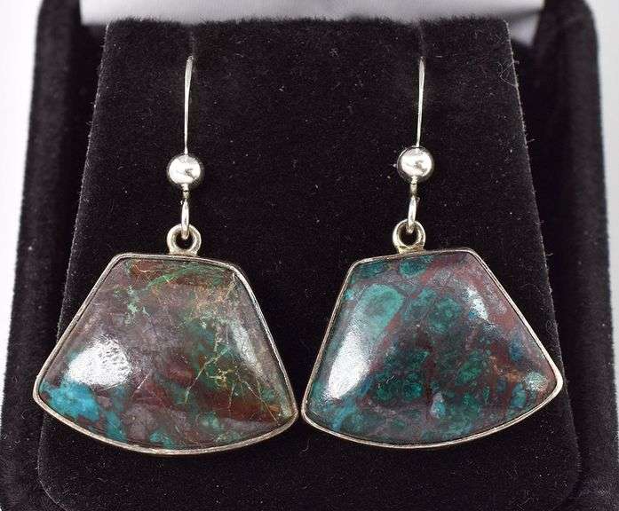 Superb Sterling Silver Turquoise Gemstone Dangle Earrings