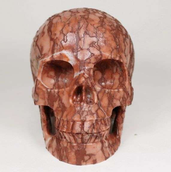 Naturally textured! 6,400ct Art Jasper Skull Carving
