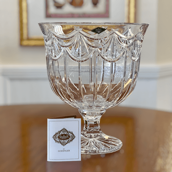 Large Shannon Clear Crystal Centerpiece Footed Bowl by Godinger