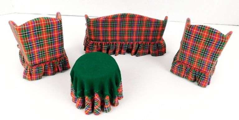 Signed d. Anne Ruff Tartan Doll House Furniture