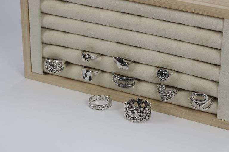 Sterling Silver Curated Ring Assortment Various Sizes & Styles (10 Ring Lot)