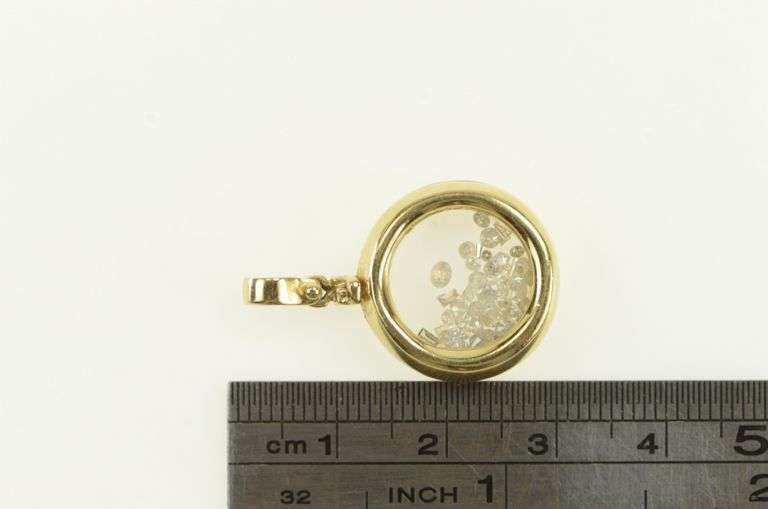 14K Yellow Gold 0.50 Ctw Diamond Filled Capsule Round Charm/Pendant