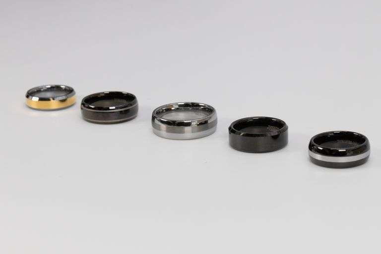 Lot of 5 Tungsten Carbide Rings in Various Sizes