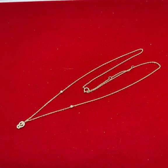 BRAND NEW 14K YELLOW GOLD STATION NECKLACE WITH DIAMOND PENDANT
