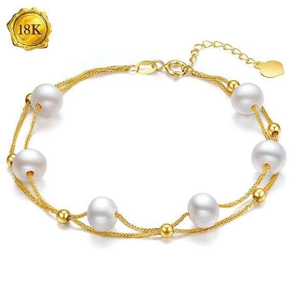 18KT YG Pearl Bracelet
