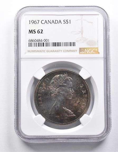 MS62 1967 Canada 1 Dollar Silver NGC Beautifully Toned