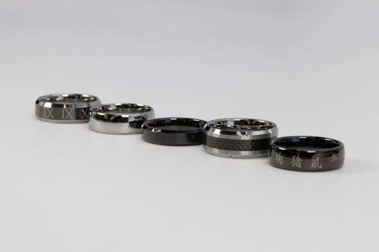 Lot of 5 Size 13 Tungsten Carbide Rings in Various Styles