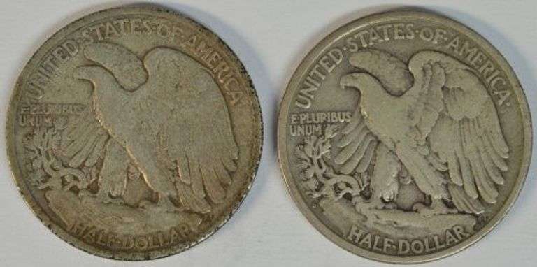 Scarce 1916-D and 1917-S (Obv) Walking Liberty Half Dollars in VF