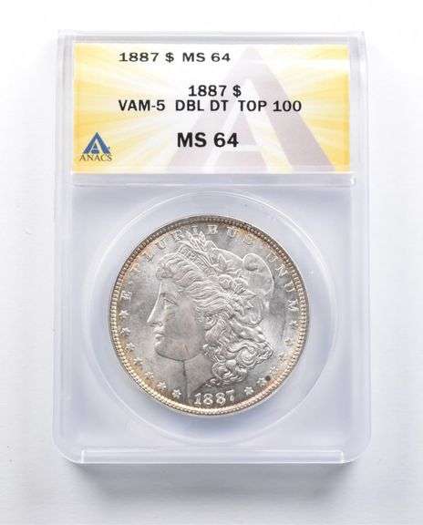 MS64 1887 Morgan Silver Dollar VAM-5 DBL DT Top 100 ANACS