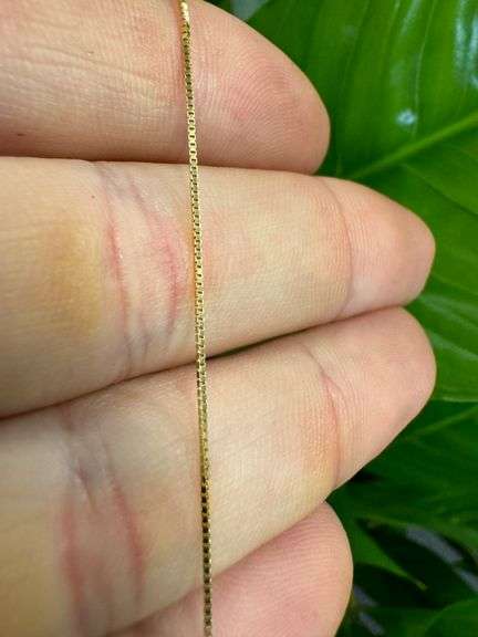 10k Yellow Gold Solid Box Link Chain 0.7mm Necklace 24"