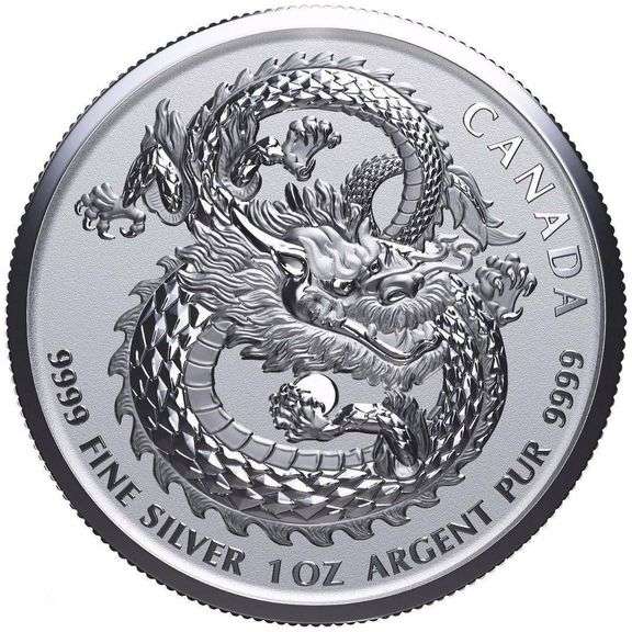 2019 Canada Lucky Dragon High Relief 1 Ounce Silver Coin