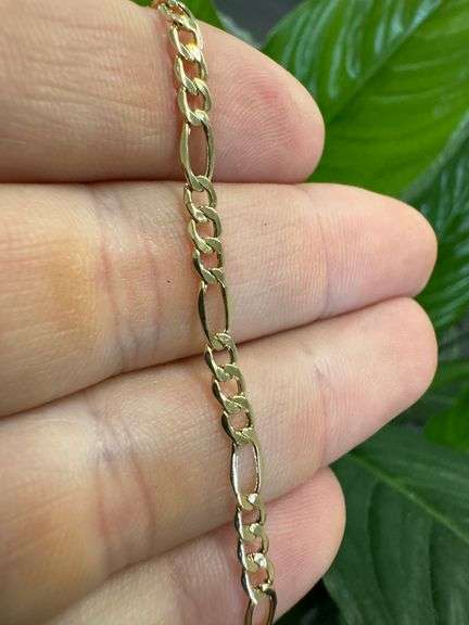 10k Yellow Gold-Hollow Figaro Link Chain 3.3mm Necklace 22"