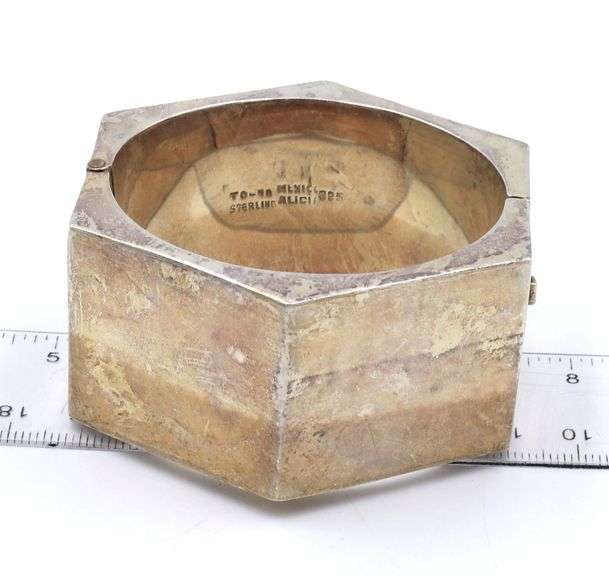 Vintage 925 sterling silver Mexico wide cuff bangle