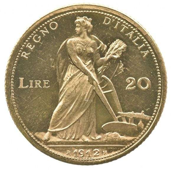 1912 Italy 20 Lire Vittorio Emanuele III Gold