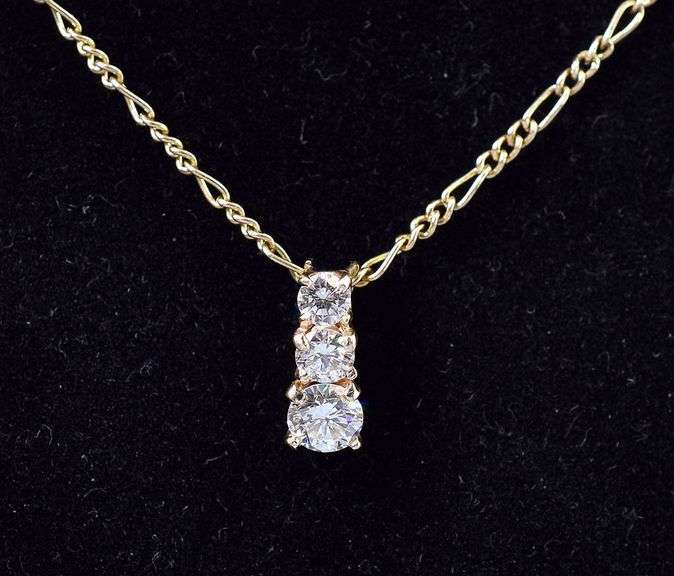 Enlivened 14K Yellow Gold Pendant Necklace with Diamond Gemstones