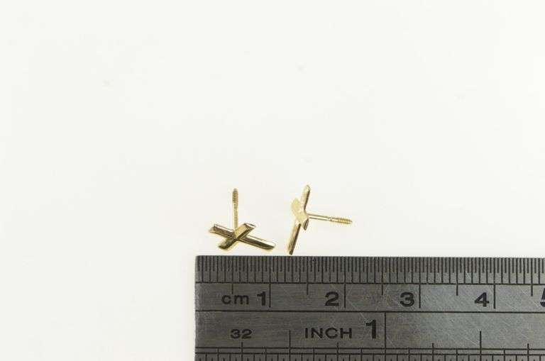 14K Yellow Gold Cross Christian Faith Symbol Stud Earrings