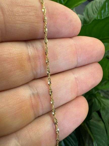 10k Yellow Gold Solid Singapore Rope Link Chain 1.4mm Necklace 22"