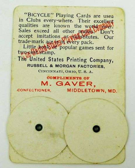 Rare Bicycle Playing Cards Mechanical Advertising Card