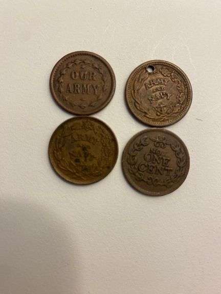 4 Patriotic Civil War Tokens