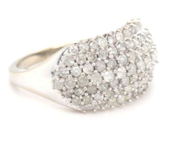 10kt White gold diamond cluster dome ring