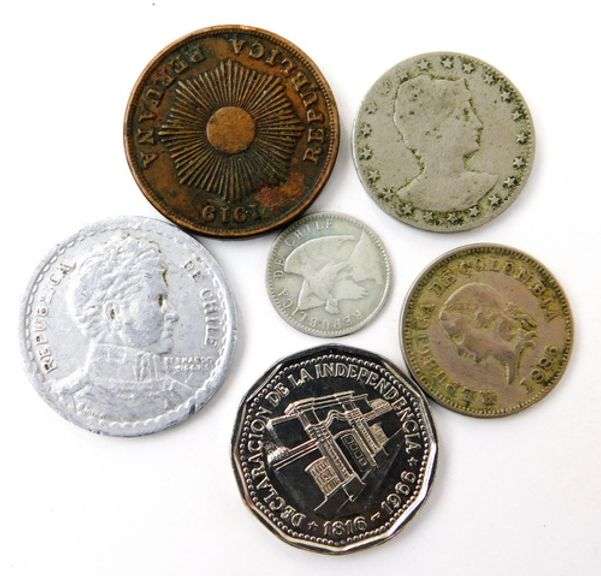 6 Early South American Coins, 1866 - 1966