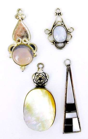 4 Sterling Gemstone Pendants