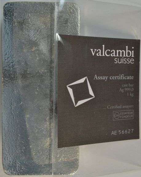 Beautiful HEAVY 1 Kilo Pure .999 Fine Silver 1 Kilo VALCAMBI Bar with unique serial number