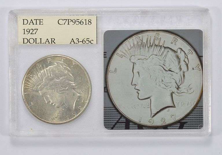 A3-65c 1927 Peace Silver Dollar - Accugrade Graded
