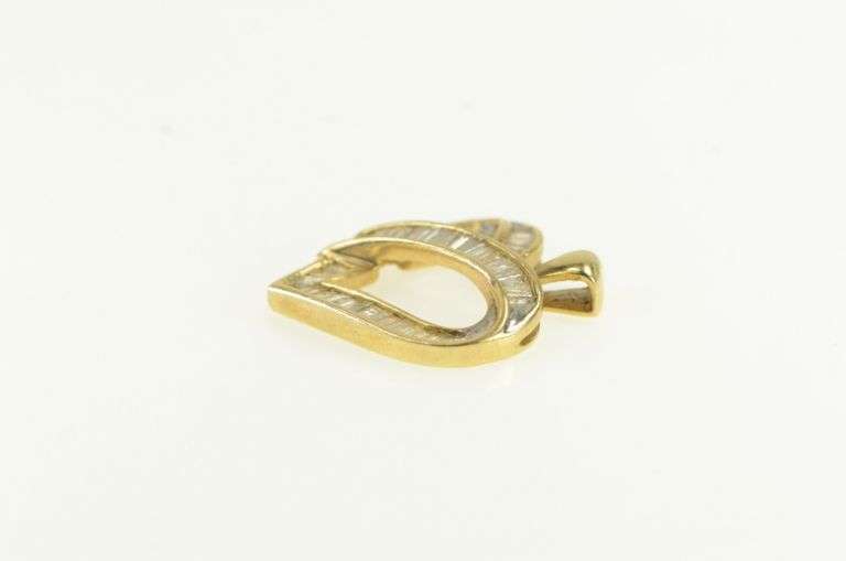 10K Yellow Gold 1.75 Ctw Baguette Diamond Heart Love Pendant