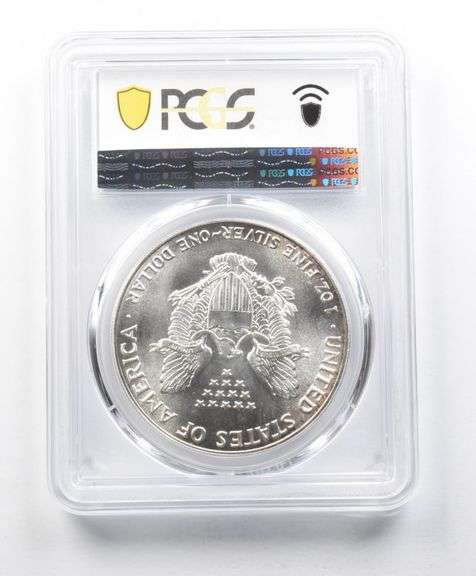 MS69 1986 American Silver Eagle PCGS Blue Peripheral Toning